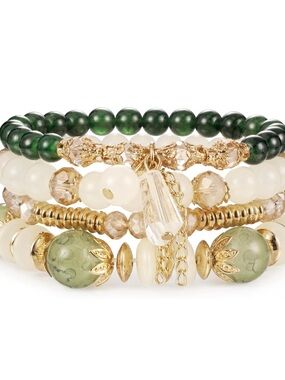 Boho Beaded Bracelets for Women, 4 Pcs Stackable Bracelets Set
4-Layer Stretch N